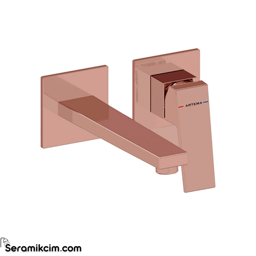 Artema Minimax Square Ankastre Lavabo Bataryası (Uzun) Parlak Bakır A4359329