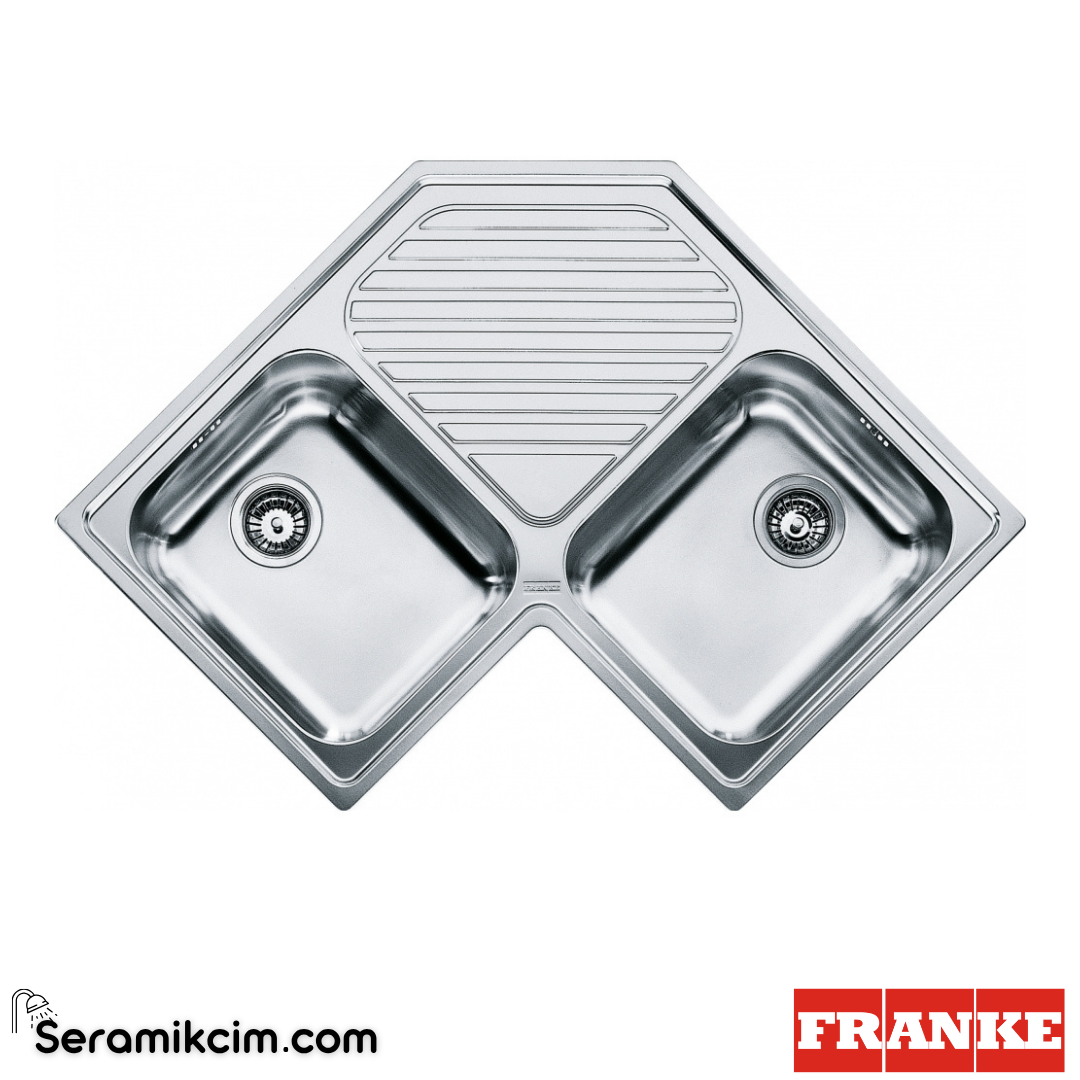 Franke Progresso Köşe PNX 621-E Tezgahüstü 2 Gözlü 830x830mm Paslanmaz Çelik Eviye İnox 101.0021.585