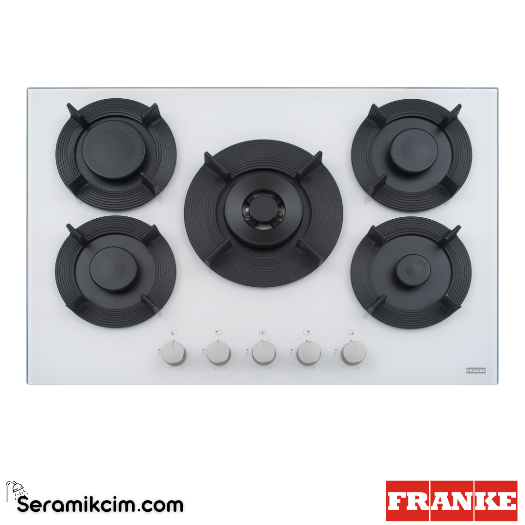 Franke Maris FHMF 755 4G DC C WH Tezgahüstü 5 Gözlü 750x510mm Gazlı Ocak Beyaz Cam 106.0541.753