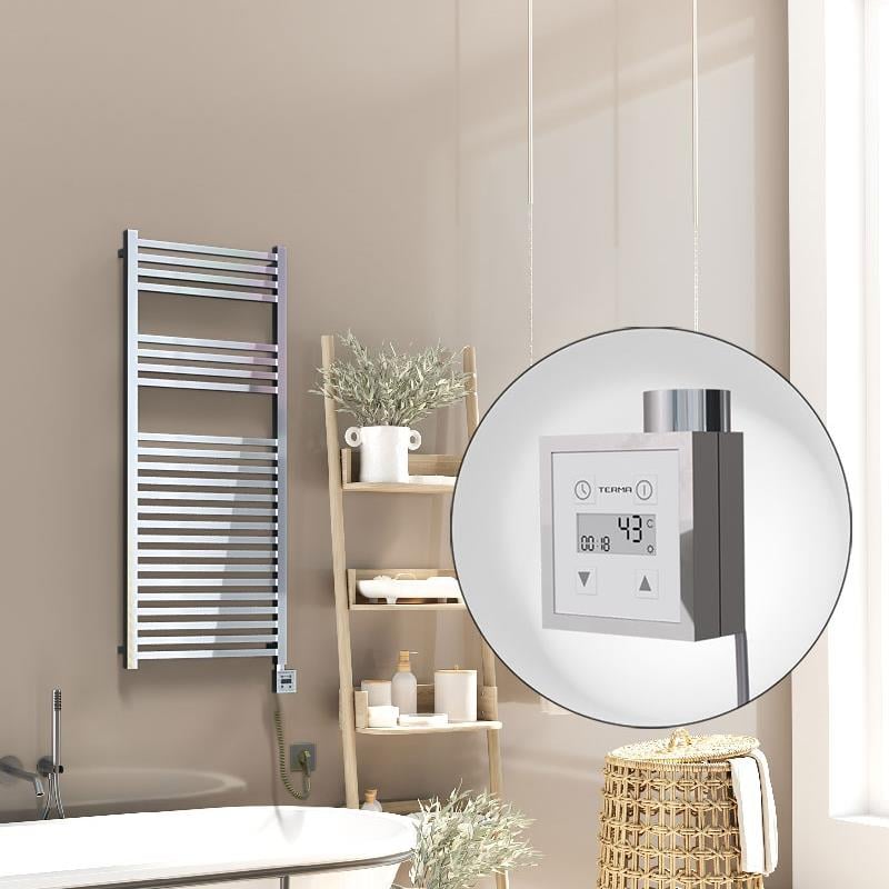 Barbados Elektrikli Havlupan 500x1200 Krom  (KTX3 Termostat) 600W Spiral Kablolu