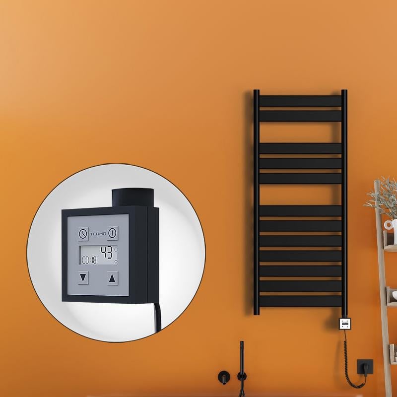 Bora Bora Elektrikli Havlupan 500x1200 Mat Siyah Ktx3 600 Watt Spiral Kablolu