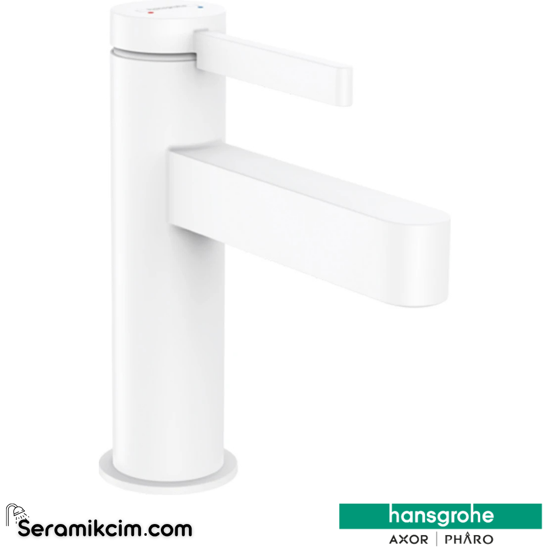 Hansgrohe Finoris Lavabo Bataryası 100 Bas-Aç Gider Seti İle Mat Beyaz 76010700