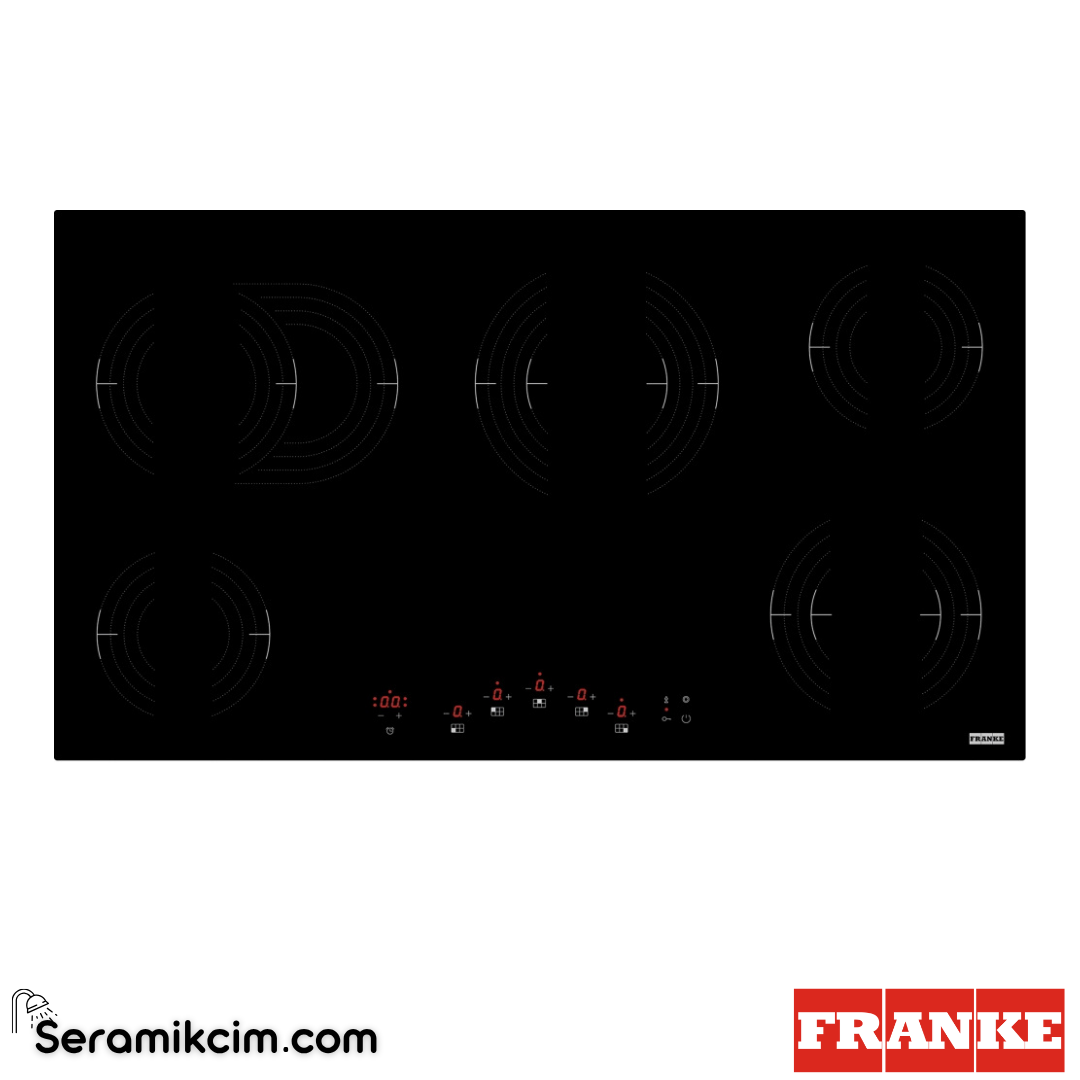 Franke FRSM 905 C TOD BBK Tezgahüstü 5 Gözlü 900x510mm Elektrikli Cam Seramik Ocak Siyah Cam 108.0669.472