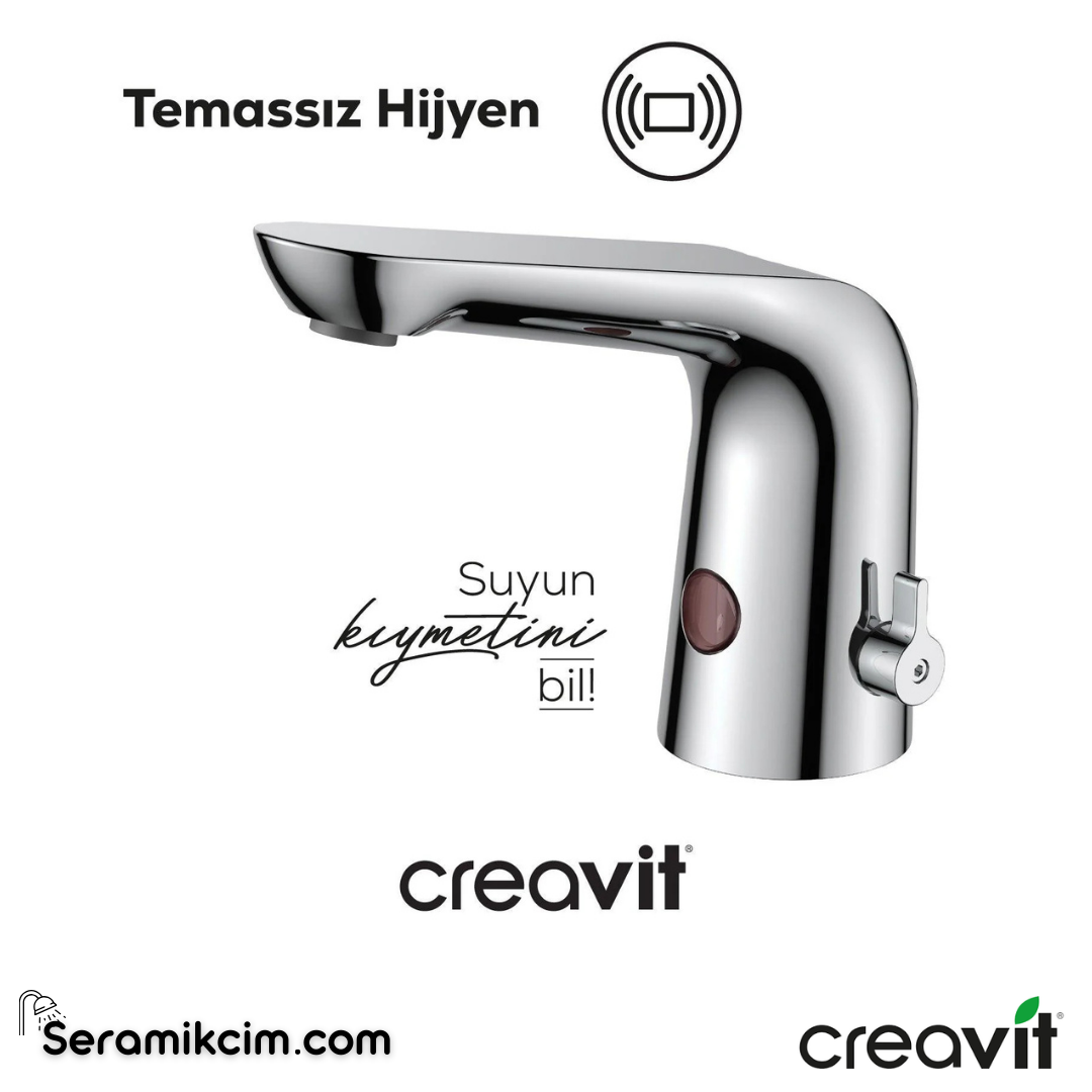Creavit Fotoselli Lavabo Armatürü Çift Su Girişli AC/DC BT.ES2570 - BT.ES2570