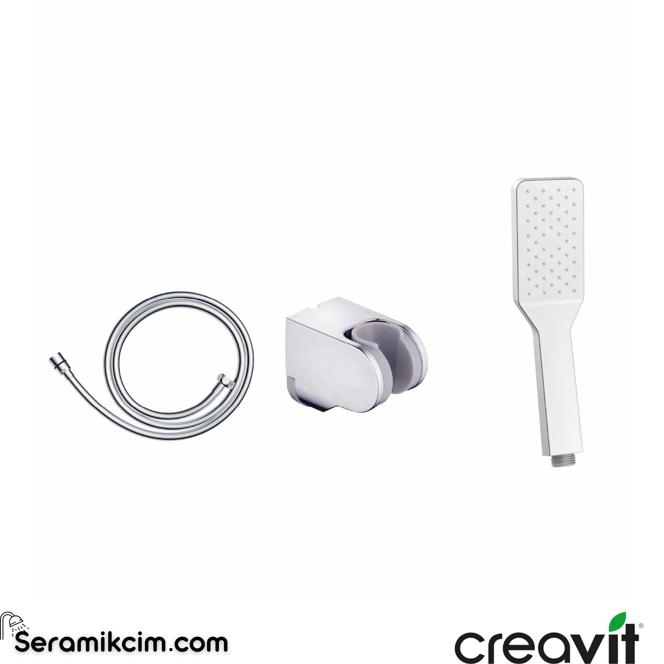 Creavit Kireç Kırıcılı El Duşu Seti-Mat Siyah(Kare) DS.SH120S