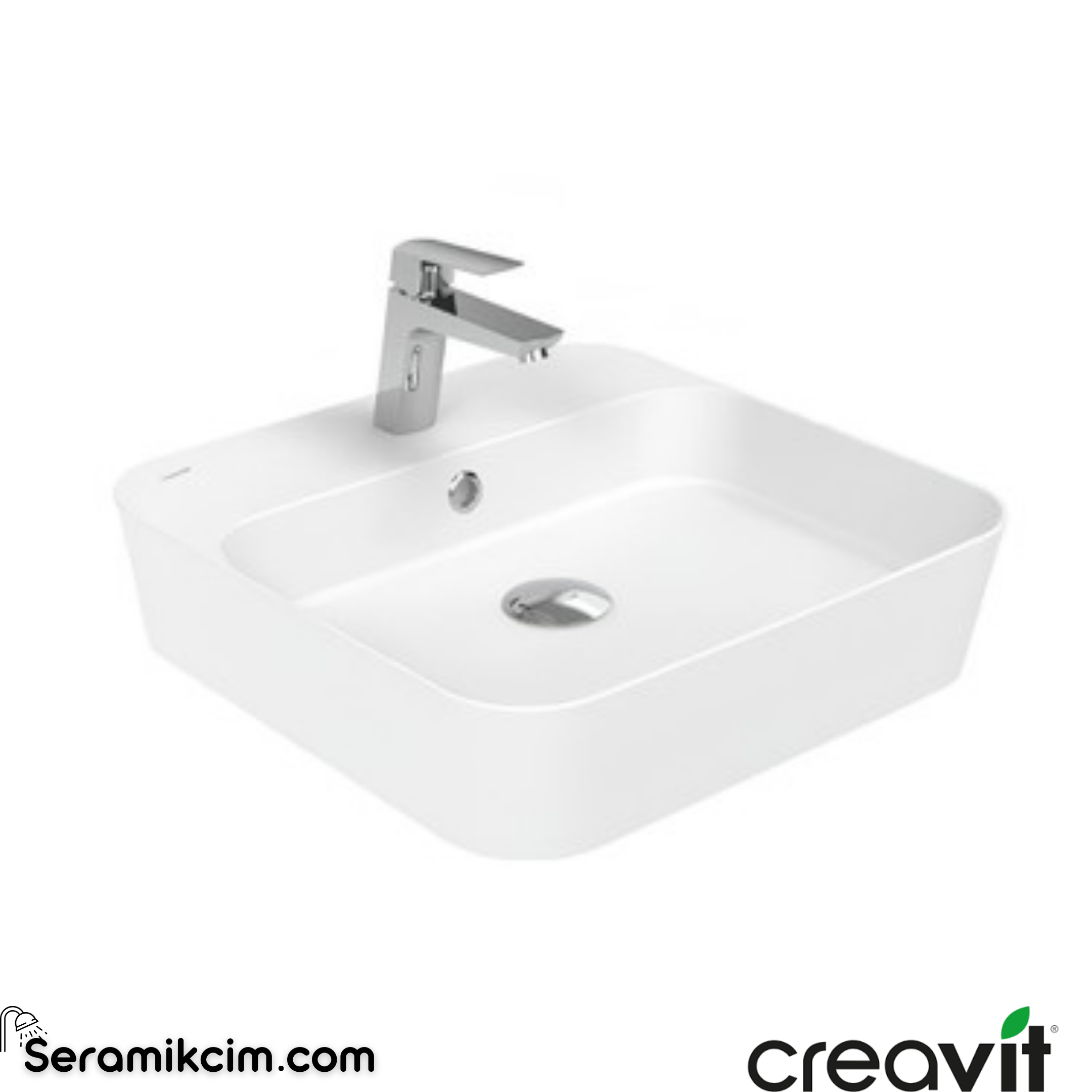 Creavit LOOP 45cm Masa Üstü İnce Lavabo Extra Beyaz LP046-00AM00E-0000
