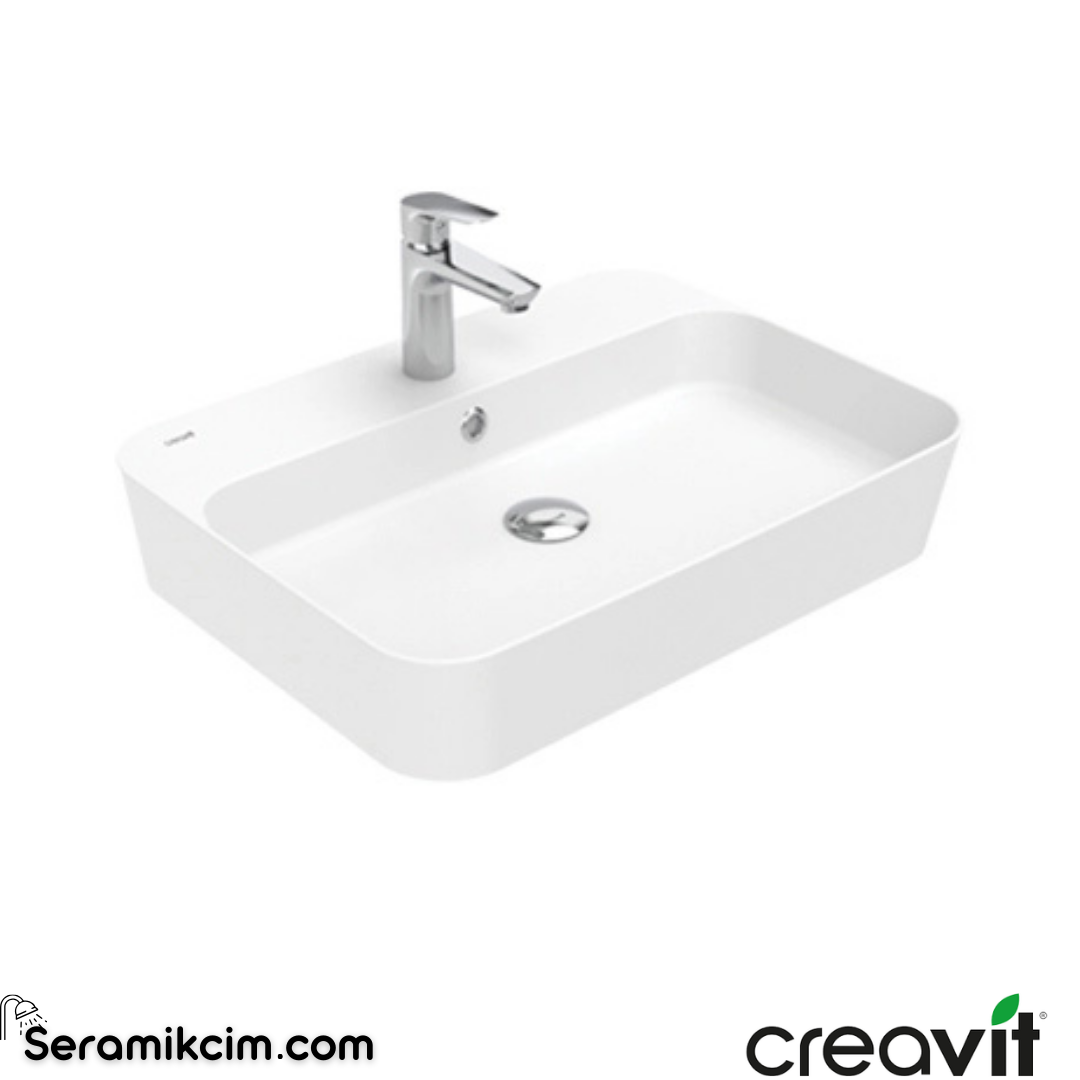 Creavit LOOP 60cm Masa Üstü İnce Lavabo Extra Beyaz LP061-00CB00E-0000