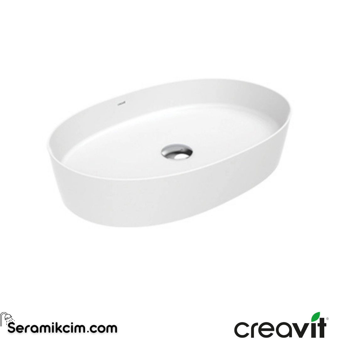 Creavit LOOP 60cm MasaÜstü Oval İnce Lavabo Extra Beyaz LP160-00CB00E-0000