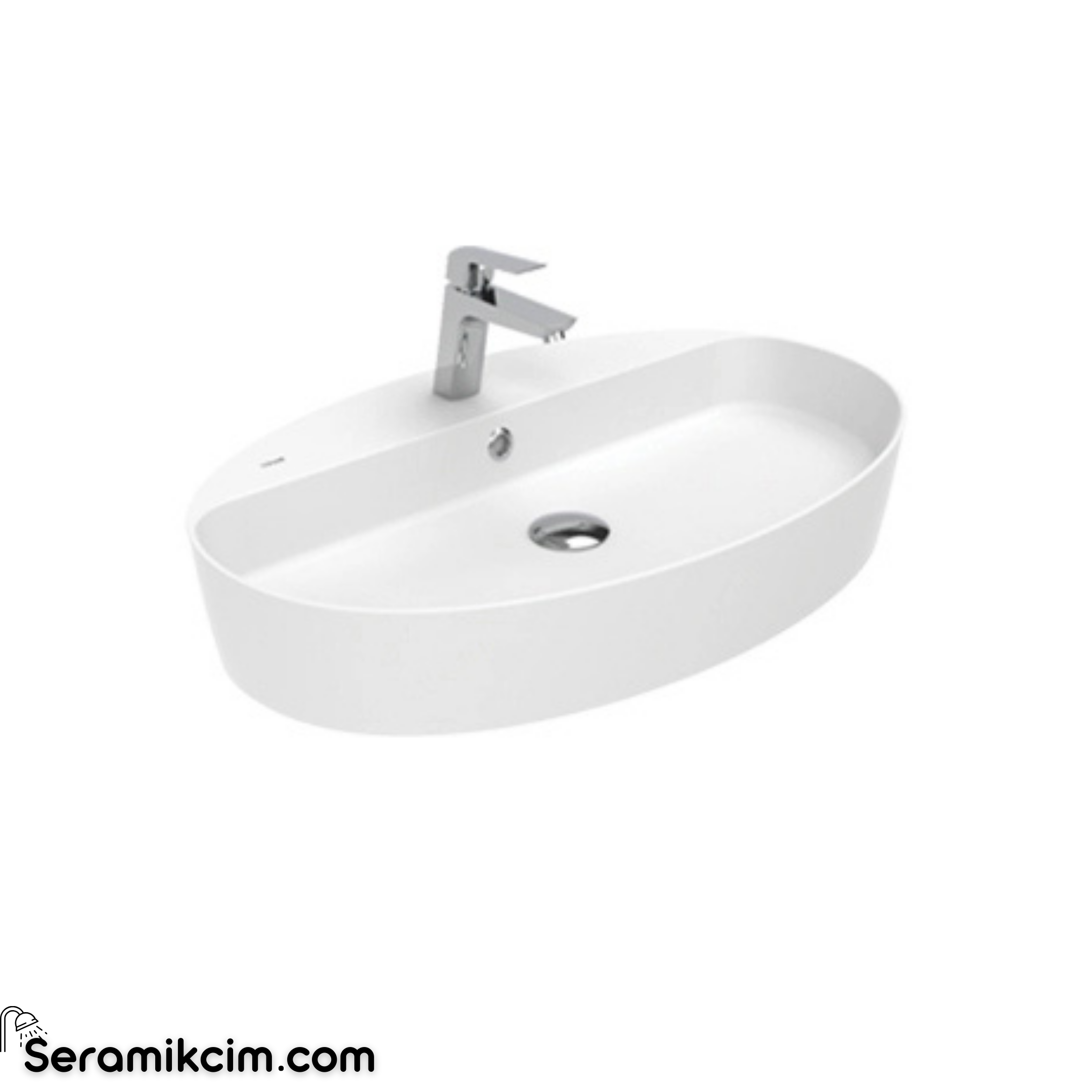 Creavit LOOP 70cm MasaÜstü Oval İnce Lavabo Extra Beyaz LP171-00CB00E-0000