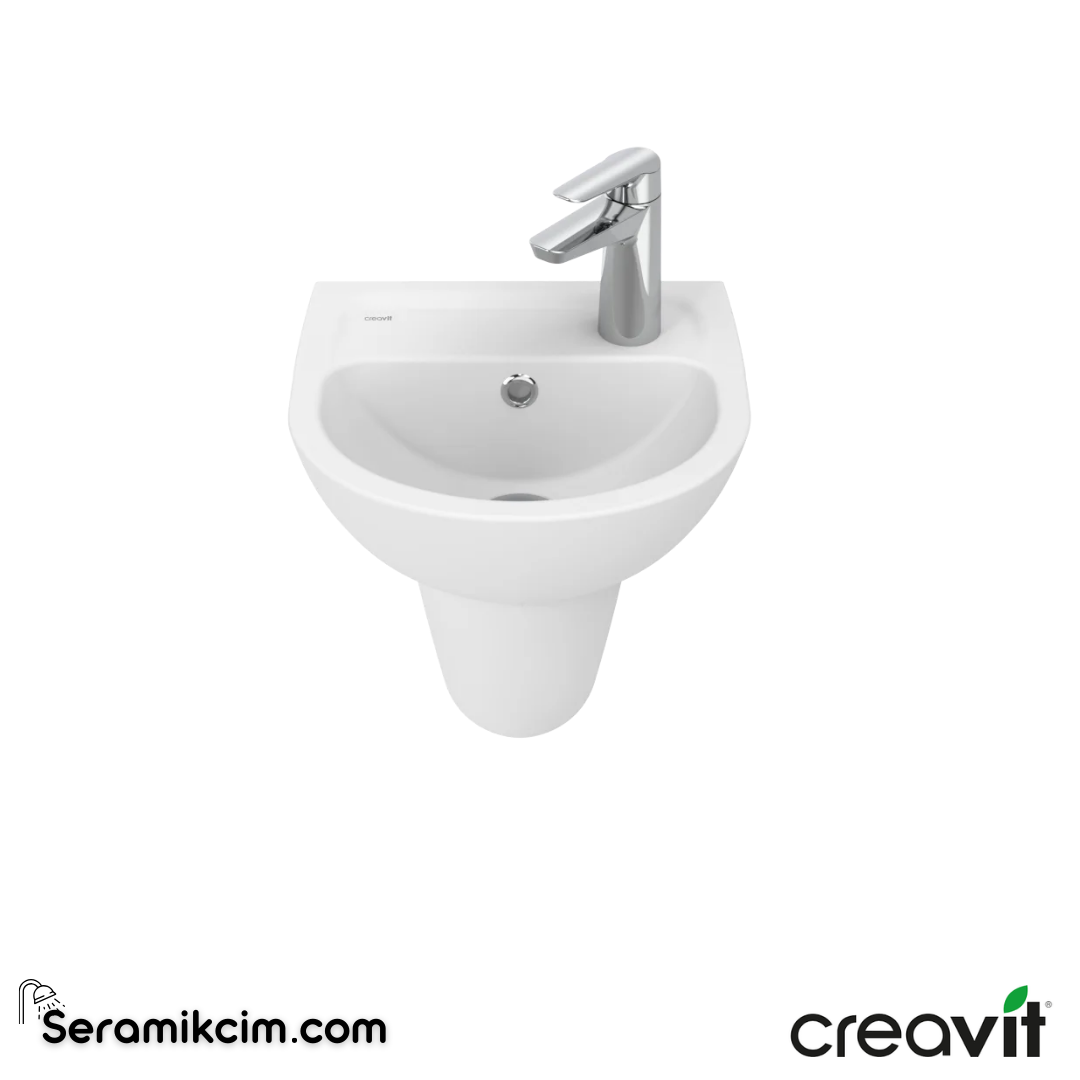 Creavit Oval Lavabo 29*35 cm Delikli Extra Beyaz TP135-00CB00E-0000 - TP135-00CB00E-0000
