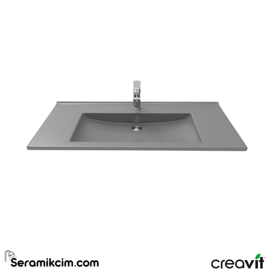 Creavit Su Etajerli Lavabo 100cm Extra Antrasit Mat  SU100-00AM00E-0000 - SU100-00AM00E-0000