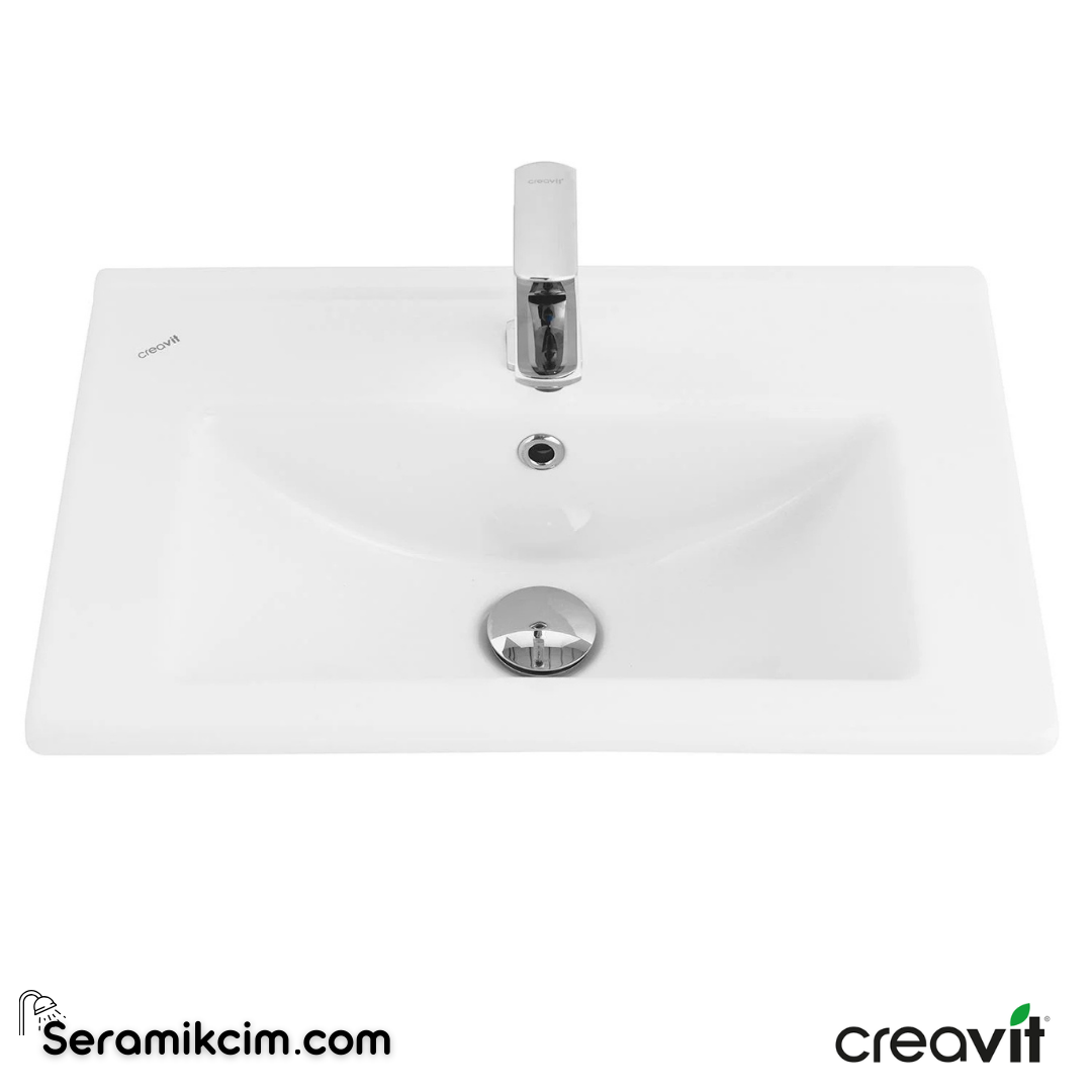 Creavit Su Etajerli Lavabo 55 cm Extra Beyaz SU055-00CB00E-0000 - SU055-00CB00E-0000
