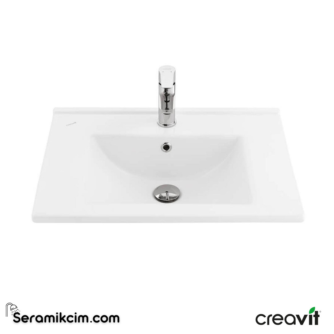 Creavit Su Etajerli Lavabo 60 cm Extra Beyaz SU060-00CB00E-0000 - SU060-00CB00E-0000