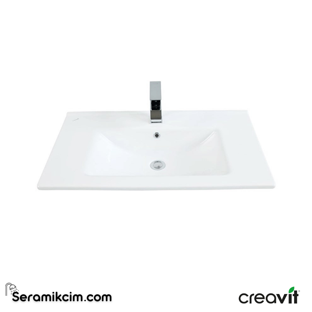 Creavit Su Etajerli Lavabo 75 cm Extra Beyaz SU075-00CB00E-0000 - SU075-00CB00E-0000
