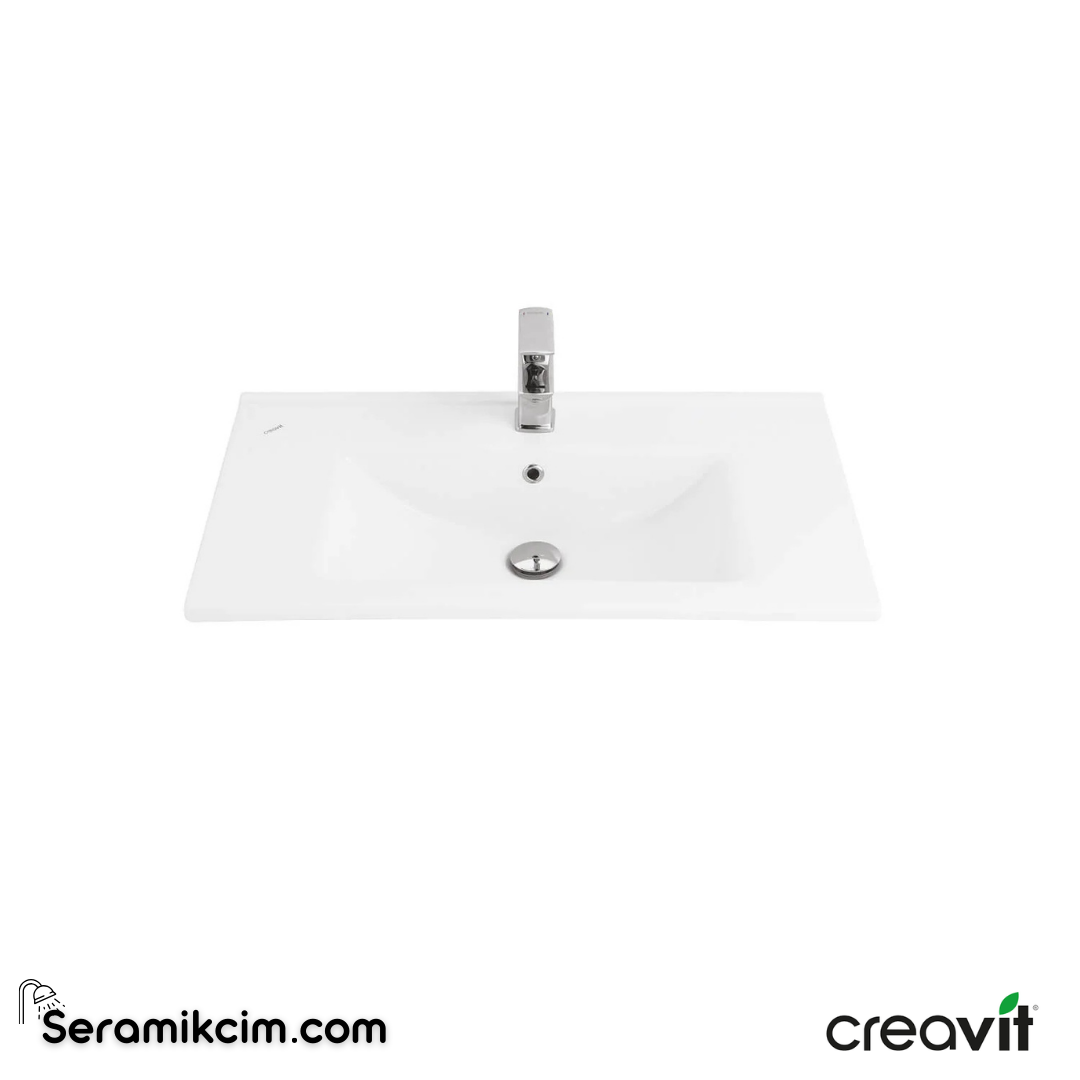 Creavit Su Etajerli Lavabo 80 cm Extra Beyaz SU080-00CB00E-0000 - SU080-00CB00E-0000