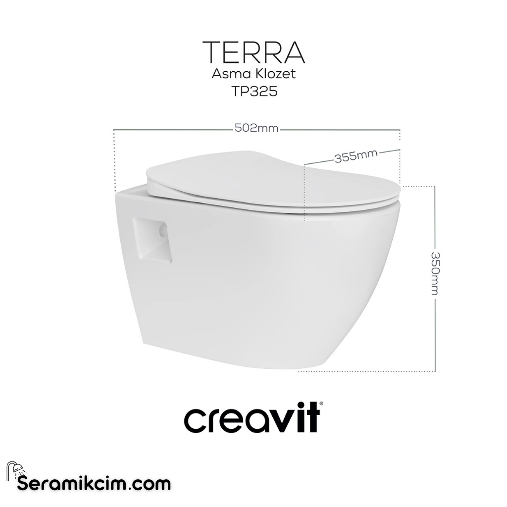 Creavit Terra Asma Klozet Delikli Extra Beyaz TP325-00CB00E-0000 - TP325-00CB00E-0000