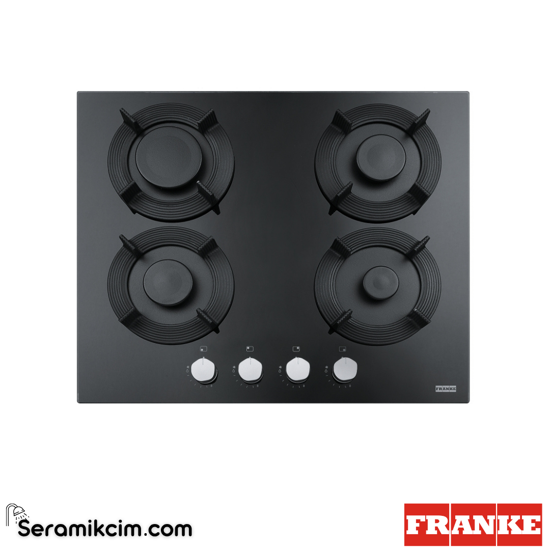 Franke Maris FHMF 604 4GC WH Tezgahüstü 4 Gözlü 590x510mm Gazlı Ocak Siyah Cam 106.0541.748