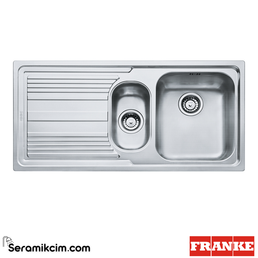 Franke Logicaline LLL 651 SOL Tezgahüstü 1,5 Gözlü Sol Damlalıklı 1000x500mm Paslanmaz Çelik Eviye Dekor 101.0656.162