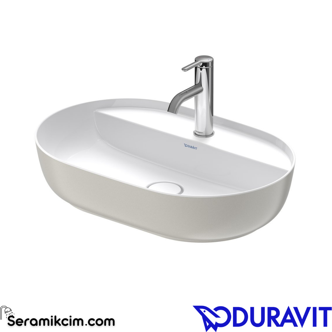 Duravit Luv DuraCeram® Beyaz / Gri Çanak Lavabo Armatür Delikli 60 cm