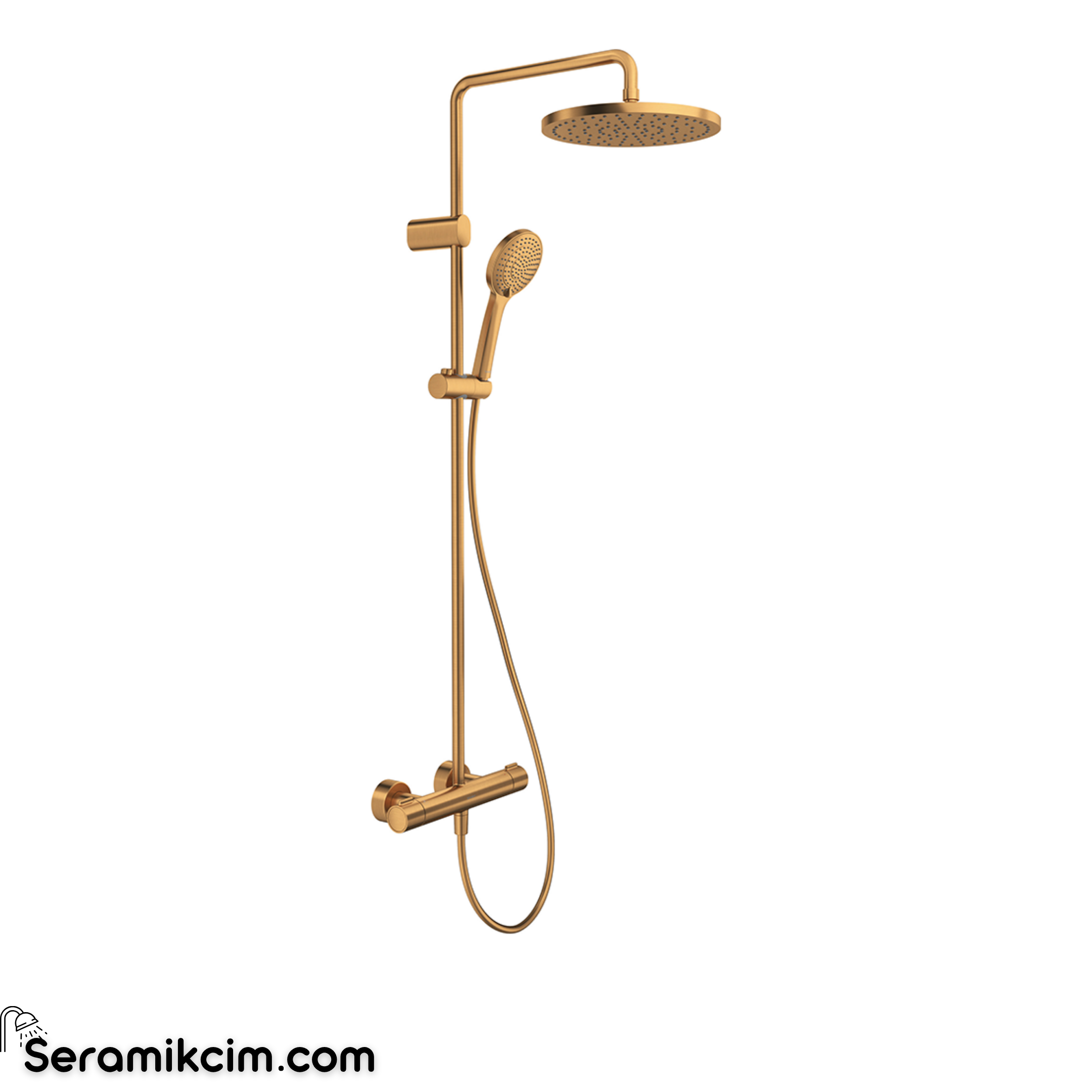 Duravit TH 1000 Termostatik Duş Bataryalı Duş Sistemi, Fırçalı Bakır TH4282008004