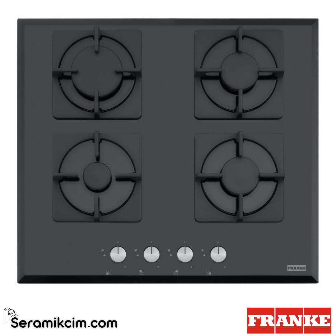 Franke Smart Linear Square FHNS 604 4G WH C Tezgahüstü 4 Gözlü 590x520mm Gazlı Ocak Siyah Cam 106.0489.940