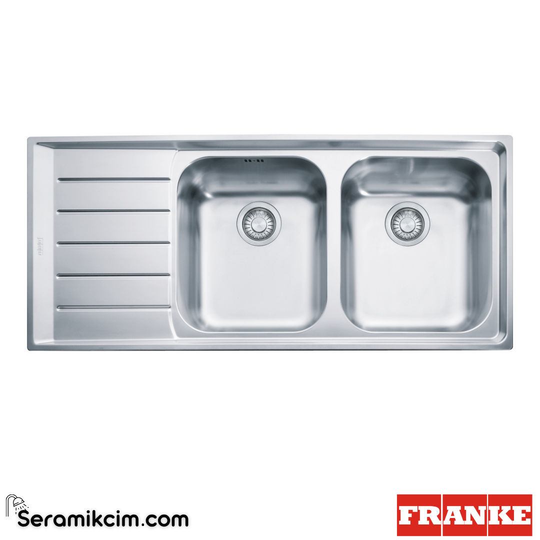 Franke Neptün NEX 621 SOL Tezgahüstü 2 Gözlü Sol Damlalıklı 1000x510mm Paslanmaz Çelik Eviye İnox 101.0656.172