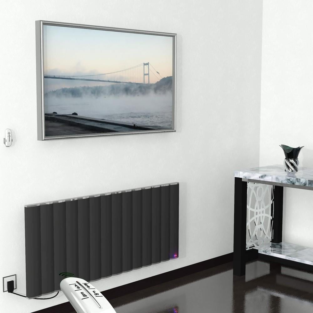 Elektrikli Alüminyum Radyatör 1400 Watt 600x1400 Antrasit Uzaktan Kumandalı
