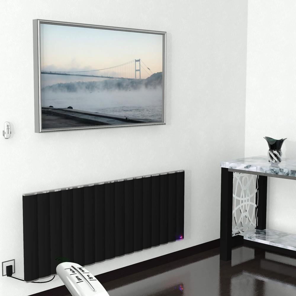 Elektrikli Alüminyum Radyatör 1600 Watt 600x1600 Mat Siyah Uzaktan Kumandalı