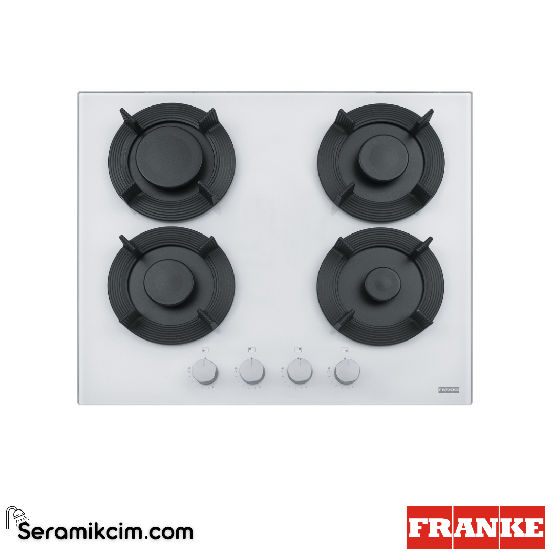 Franke Maris FHMF 604 4GC WH Tezgahüstü 4 Gözlü 590x510mm Gazlı Ocak Beyaz Cam 106.0541.749