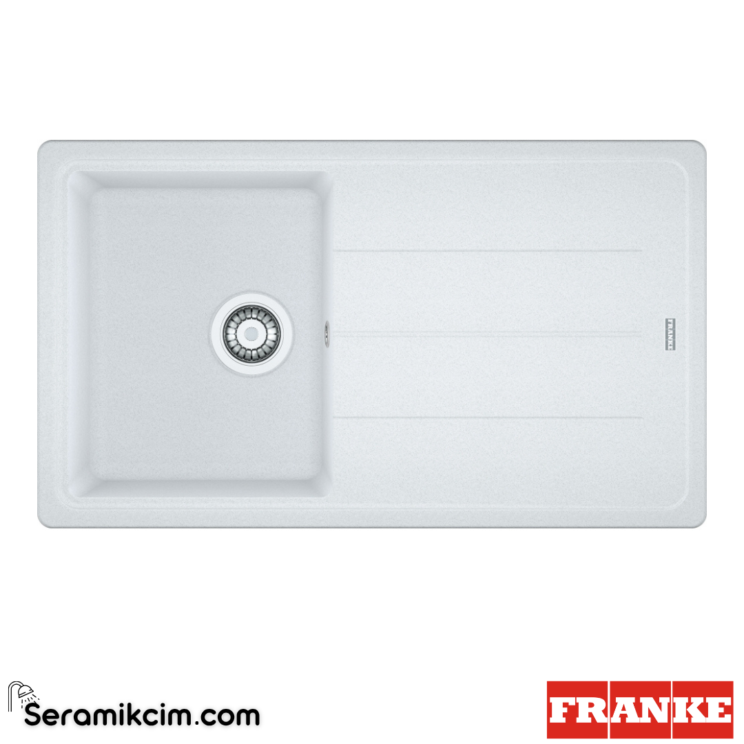 Franke Basis BFG 611-86 Tezgahüstü Damlalıklı 1 Gözlü Dikdörtgen 860x500mm Granit Eviye Bianco 114.0655.972