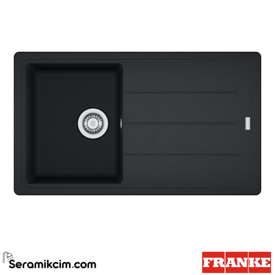 Franke Basis BFG 611-86 Tezgahüstü Damlalıklı 1 Gözlü Dikdörtgen 860x500mm Granit Eviye Nero 114.0655.971