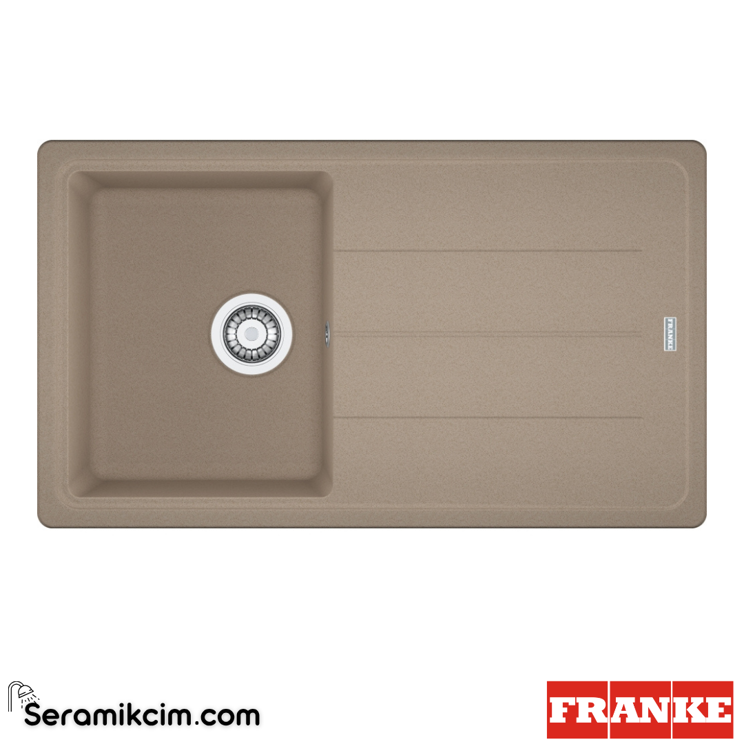 Franke Basis BFG 611-86 Tezgahüstü Damlalıklı 1 Gözlü Dikdörtgen 860x500mm Granit Eviye Oyster 114.0655.948