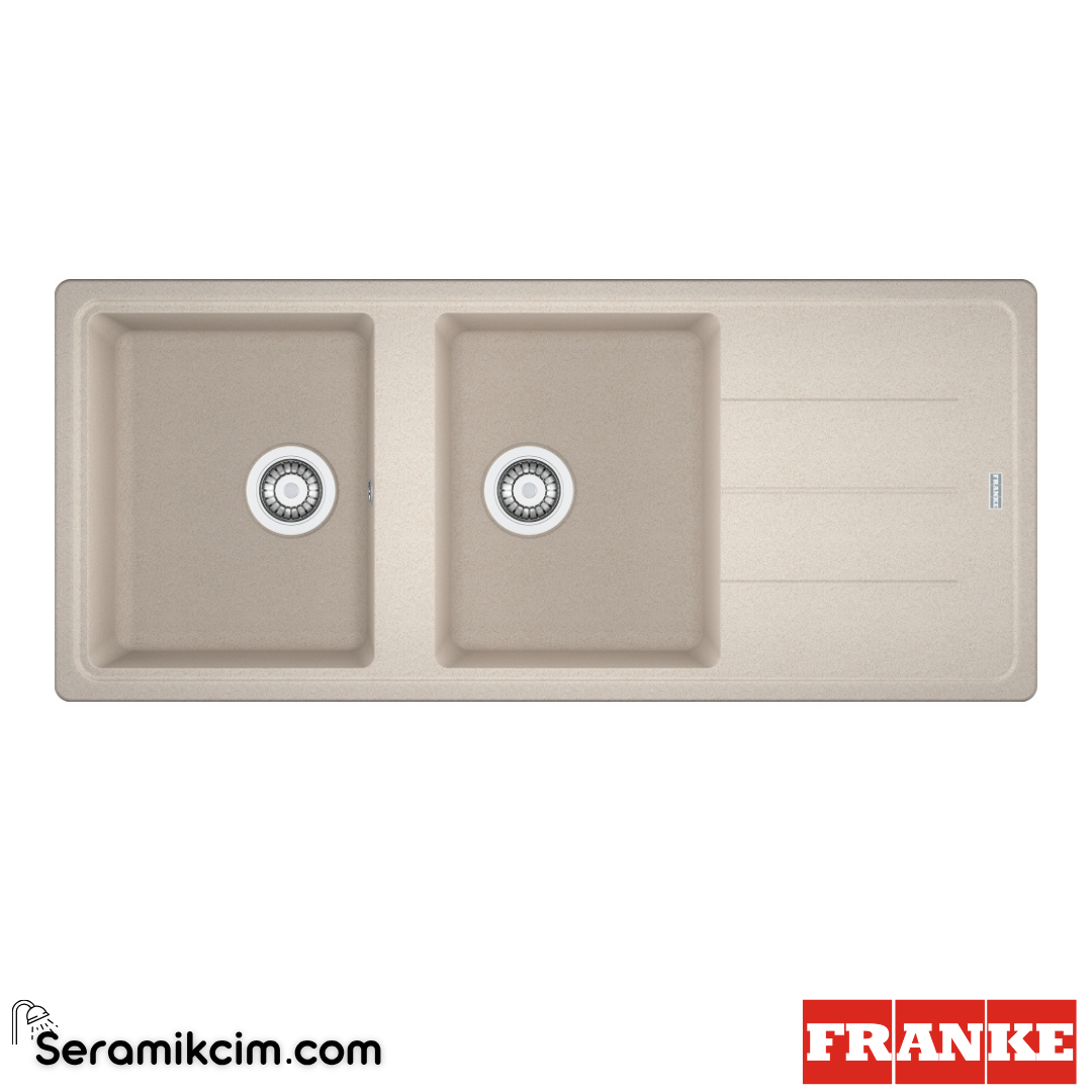 Franke Basis BFG 621 Tezgahüstü Damlalıklı 2 Gözlü Dikdörtgen 1160x500mm Granit Eviye Sahara 114.0655.991