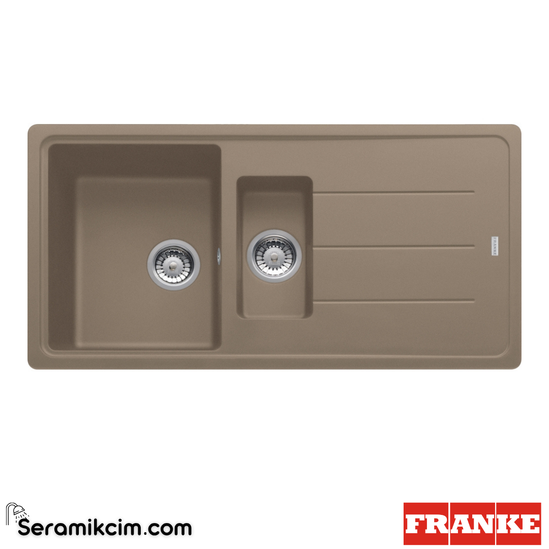 Franke Basis BFG 651 Tezgahüstü Damlalıklı 1,5 Gözlü Dikdörtgen 970x500mm Granit Eviye Oyster 114.0655.984