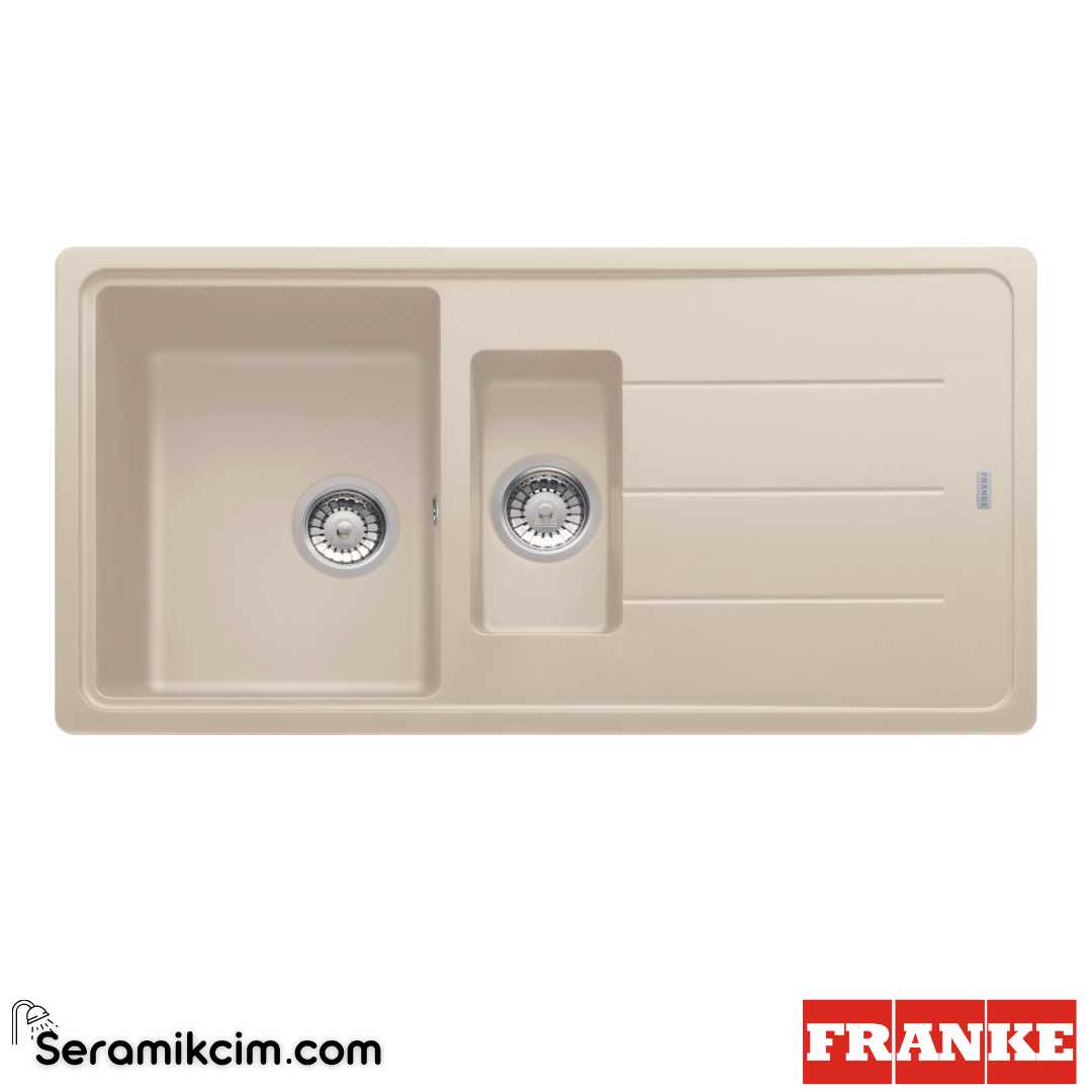 Franke Basis BFG 651 Tezgahüstü Damlalıklı 1,5 Gözlü Dikdörtgen 970x500mm Granit Eviye Sahara 114.0655.981