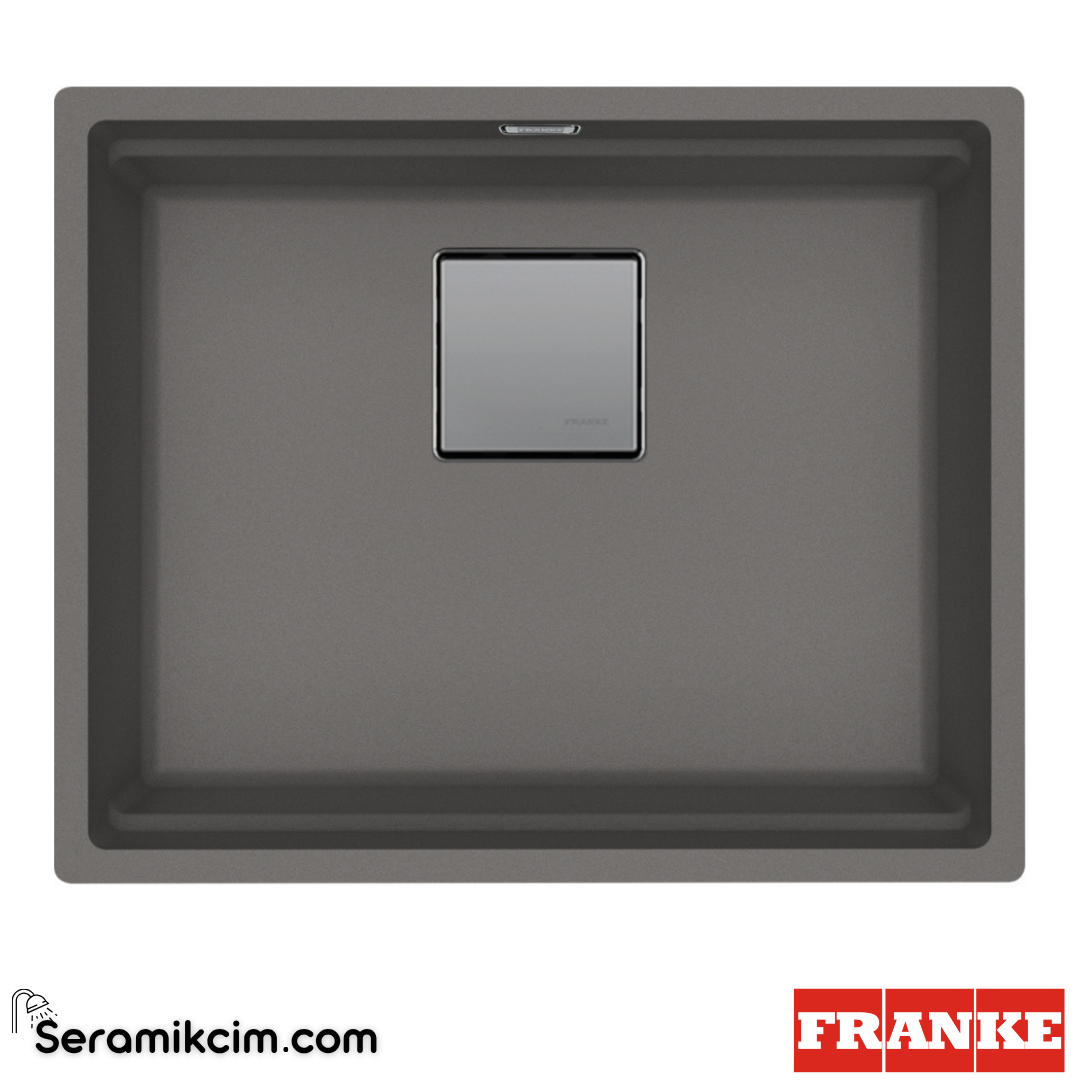 Franke Kubus 2 KNG 110-52 Tezgahaltı 1 Gözlü Dikdörtgen 560x460mm Granit Eviye Stone Grey 125.0529.605