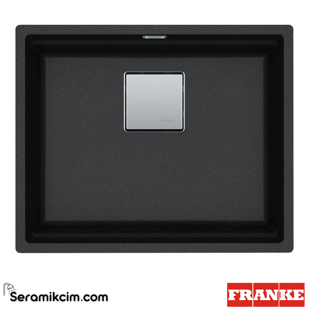 Franke Kubus 2 KNG 110-52 Tezgahaltı 1 Gözlü Dikdörtgen 560x460mm Granit Eviye Nero 125.0529.601