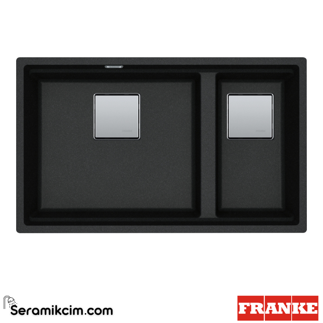 Franke Kubus 2 KNG 120 Tezgahaltı 1,5 Gözlü Dikdörtgen 720x420mm Granit Eviye Nero 125.0529.871