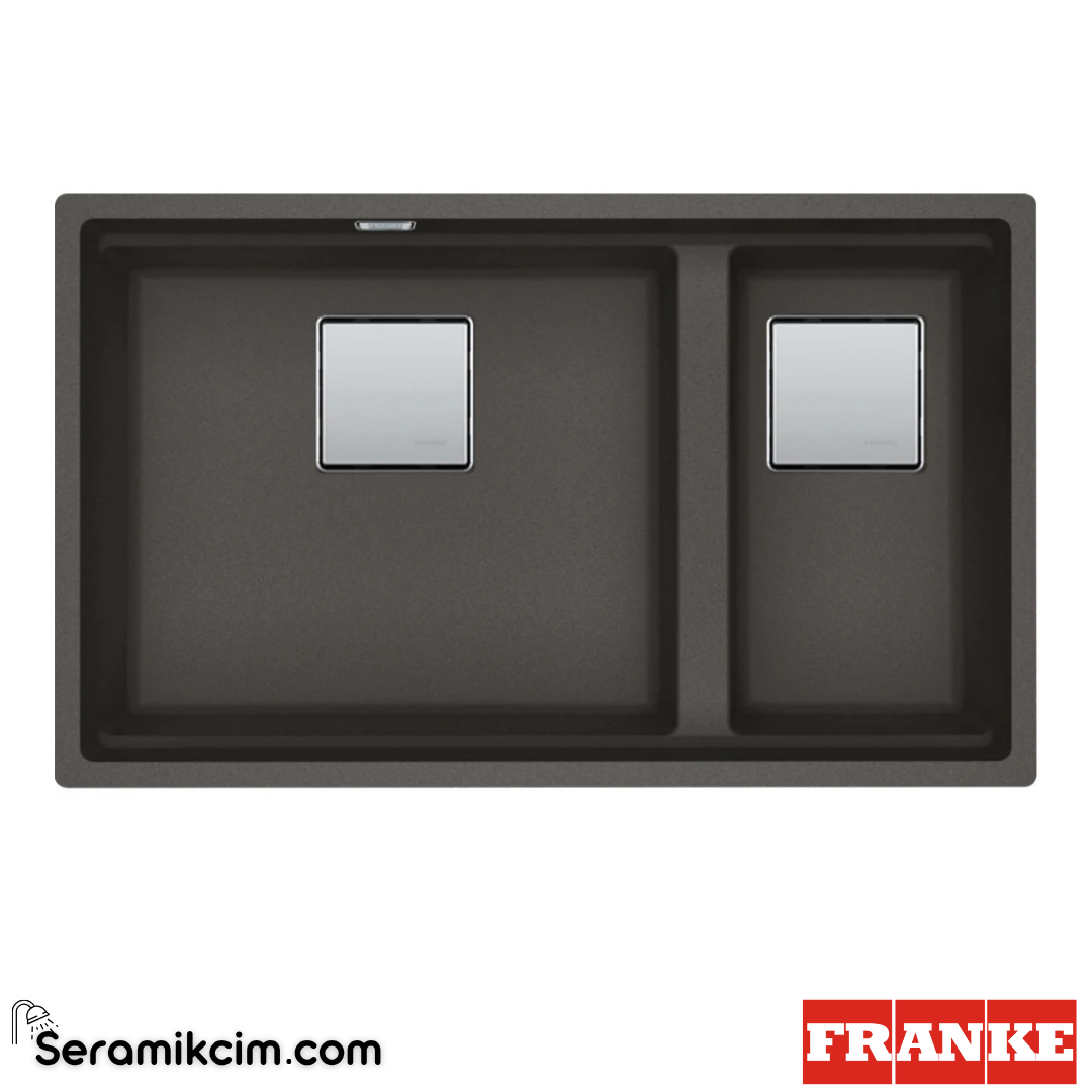 Franke Kubus 2 KNG 120 Tezgahaltı 1,5 Gözlü Dikdörtgen 720x420mm Granit Eviye Slate Grey 125.0714.199