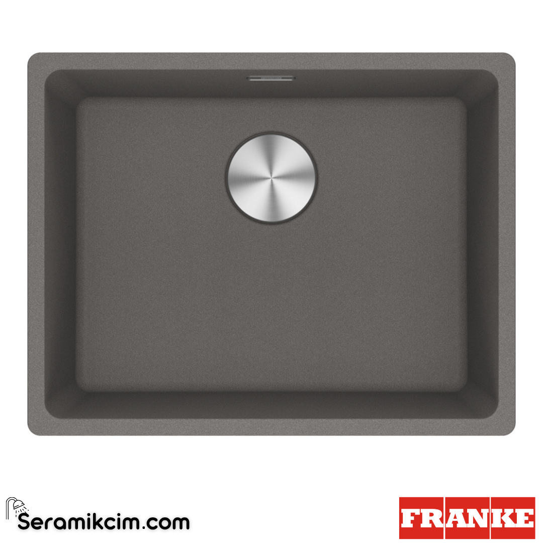 Franke Maris MRG 110-52 Tezgahaltı 1 Gözlü Dikdörtgen 553x433mm Granit Eviye Stone Grey 125.0688.493