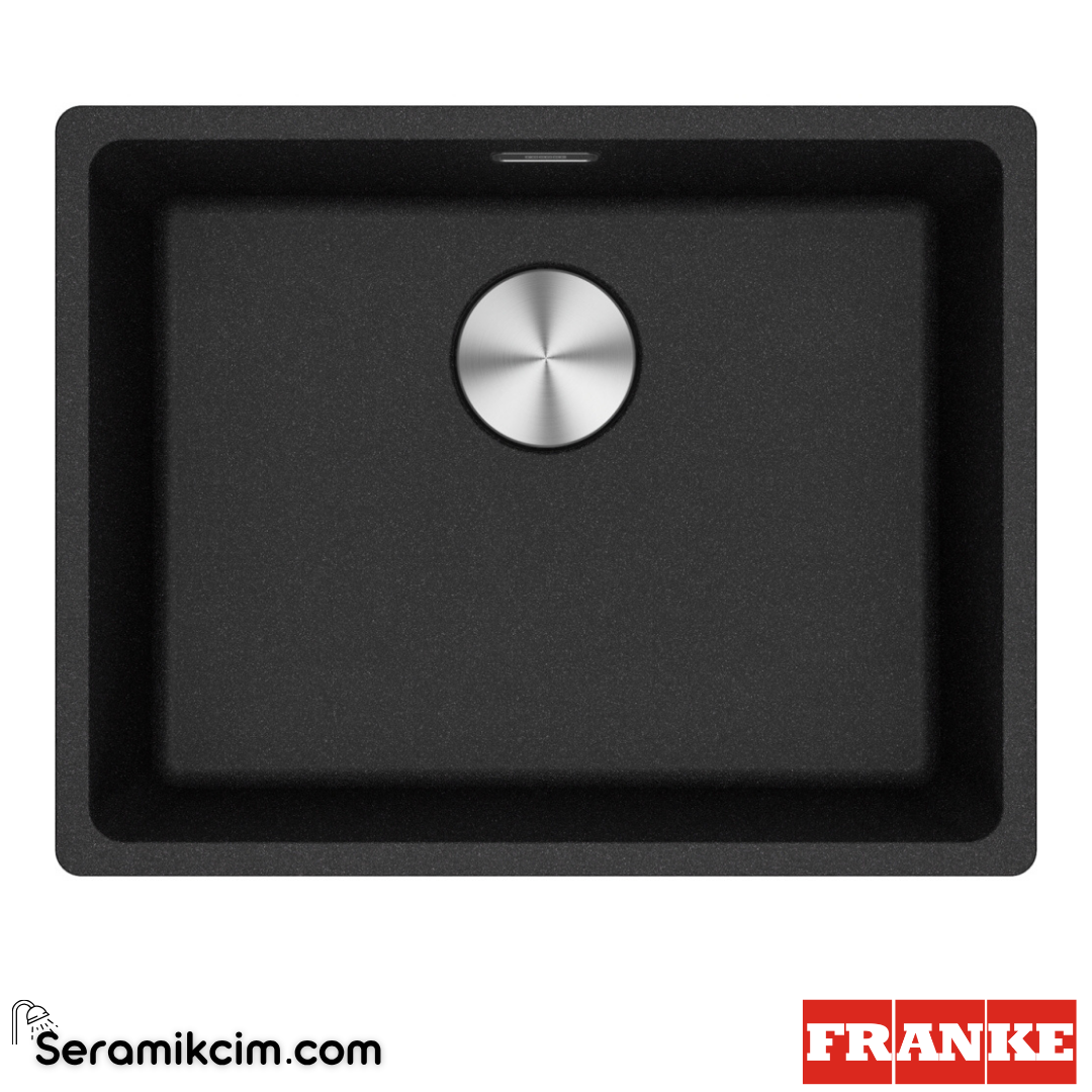 Franke Maris MRG 110-52 Tezgahaltı 1 Gözlü Dikdörtgen 553x433mm Granit Eviye Nero 125.0688.487125.0688.487