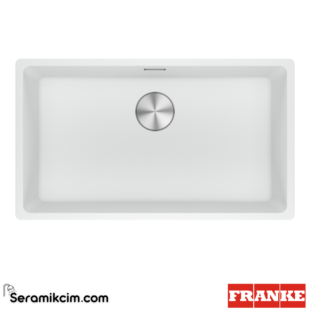 Franke Maris MRG 110-72 Tezgahaltı 1 Gözlü Dikdörtgen 753x433mm Granit Eviye Bianco 125.0688.495