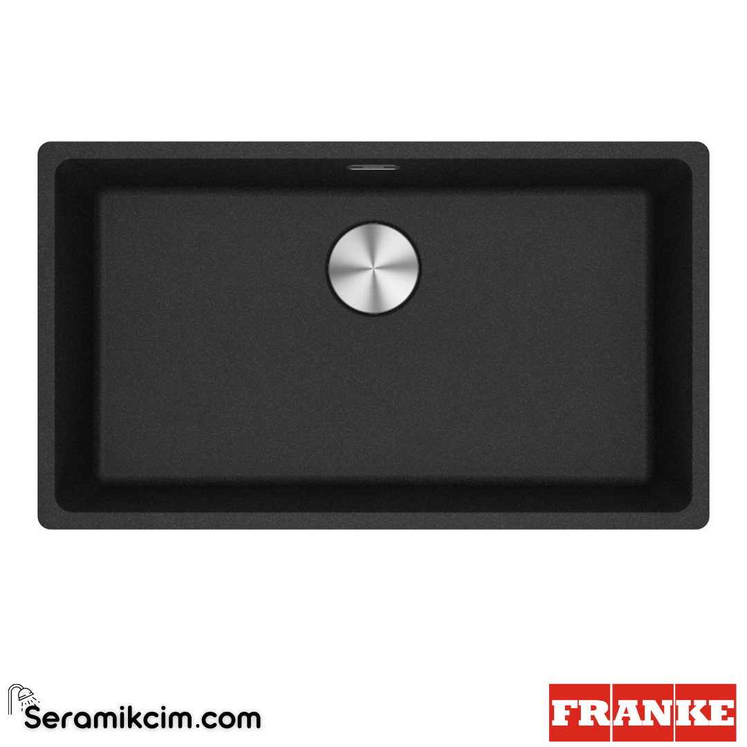 Franke Maris MRG 110-72 Tezgahaltı 1 Gözlü Dikdörtgen 753x433mm Granit Eviye Nero 125.0688.494