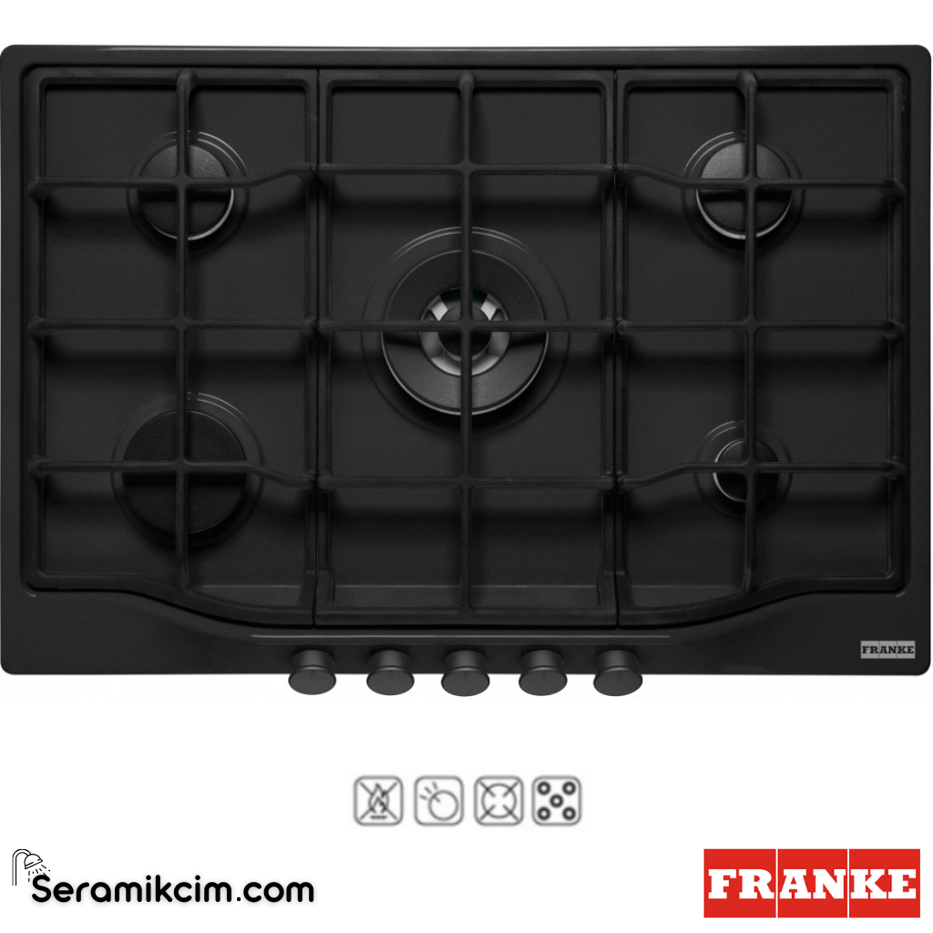 Franke Trendline FCH 755 4G TC MB C Tezgahüstü 5 Gözlü 750x510mm Gazlı Ocak Mat Siyah - 106.0691.512