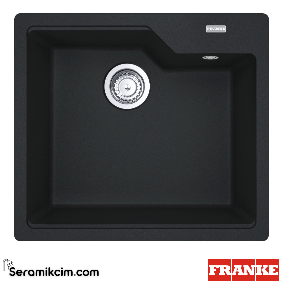 Franke Urban UBG 610-56 Tezgahüstü 1 Gözlü Dikdörgen 560x500mm Granit Eviye Nero 114.0686.793