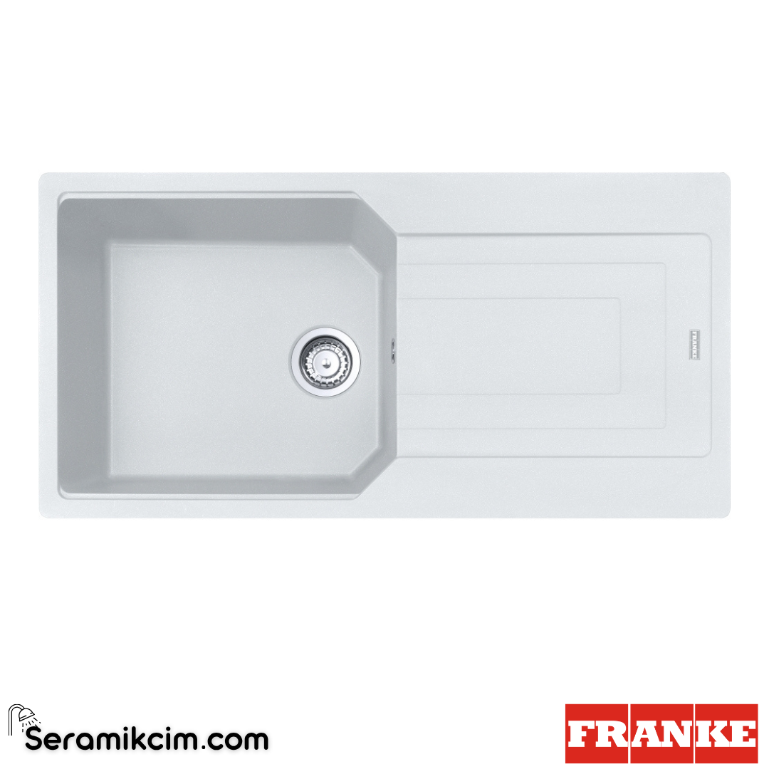 Franke Urban UBG 611-100 Tezgahüstü Damlalıklı 1 Gözlü Dikdörtgen 1000x500mm Granit Eviye Bianco 114.0688.450