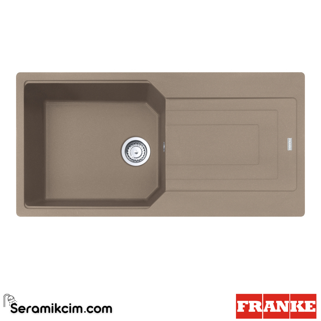 Franke Urban UBG 611-100 Tezgahüstü Damlalıklı 1 Gözlü Dikdörtgen 1000x500mm Granit Eviye Oyster 114.0688.454
