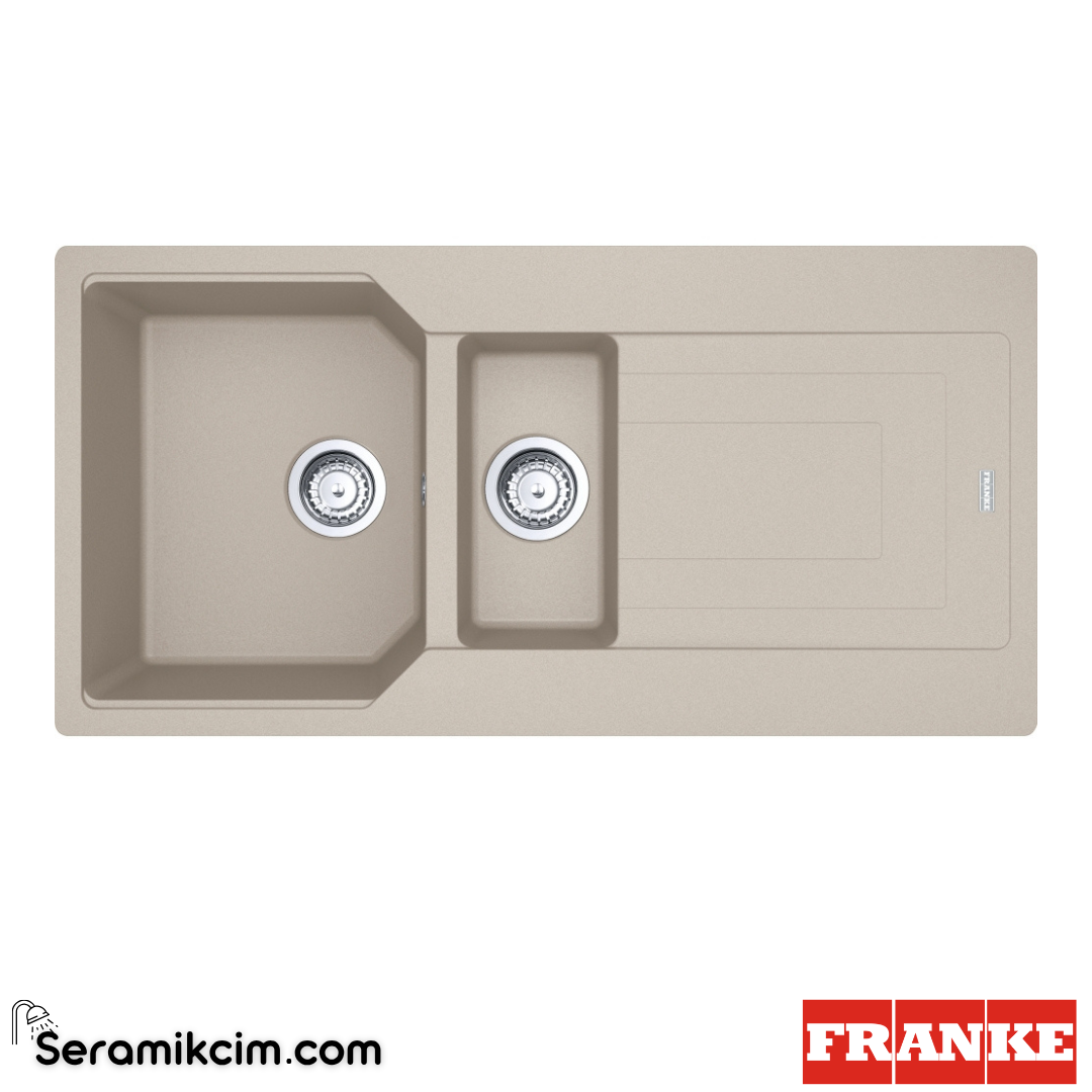 Franke Urban UBG 651-100 Tezgahüstü Damlalıklı 1,5 Gözlü Dikdörtgen 1000x500mm Granit Eviye Sahara 114.0688.457