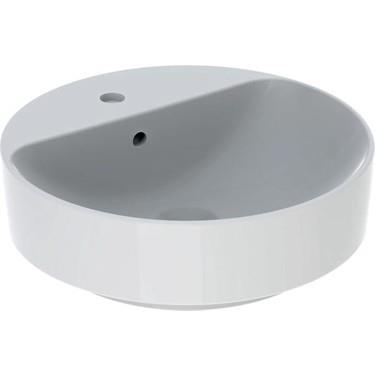 Geberit VariForm çanak lavabo, yuvarlak ve batarya banklı, taşma delikli, D45 cm - 500.769.01.2