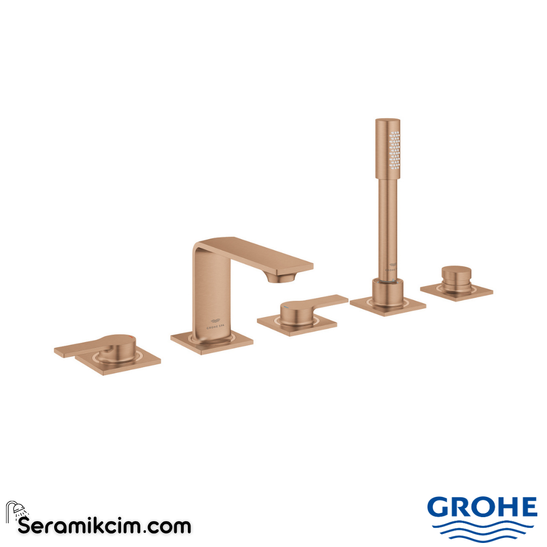 Grohe Allure 5 Delikli Küvet Bataryası, Fırçalı Bakır 25221DL1 - 25221DL1